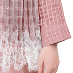 Intertwined Lace Beaded Shirt - Pink