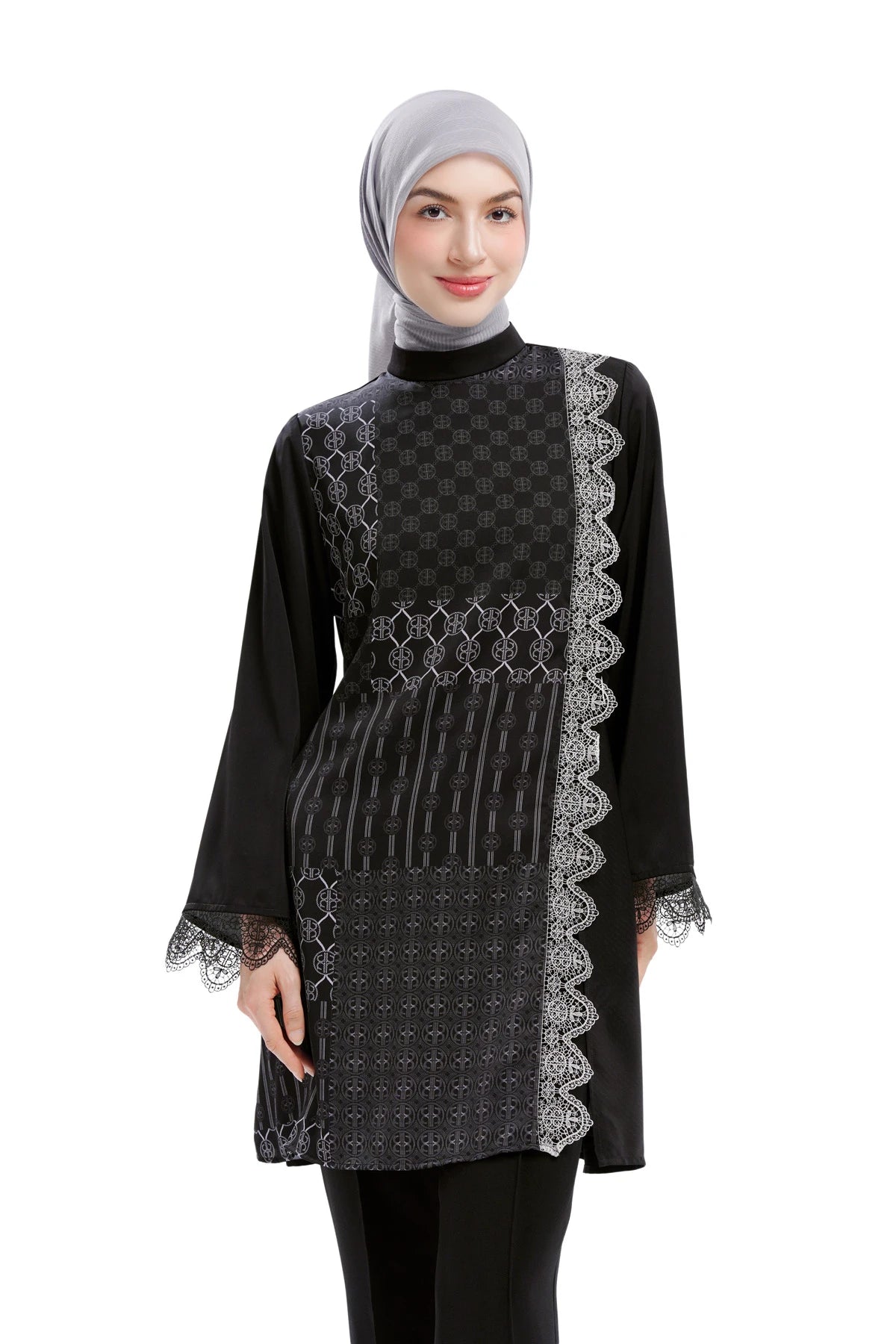 Intertwined Lace Tunic - Black