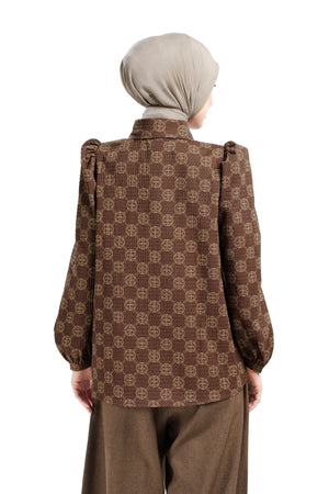 Intertwined Puffed Shirt - Brown