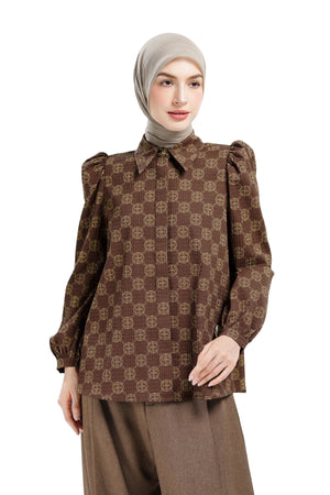 Intertwined Puffed Shirt - Brown