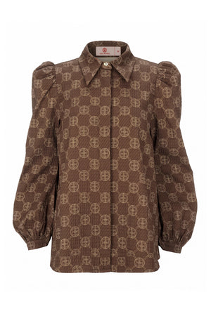 Intertwined Puffed Shirt - Brown
