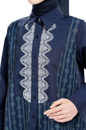 Intertwined Square Shirt - Navy