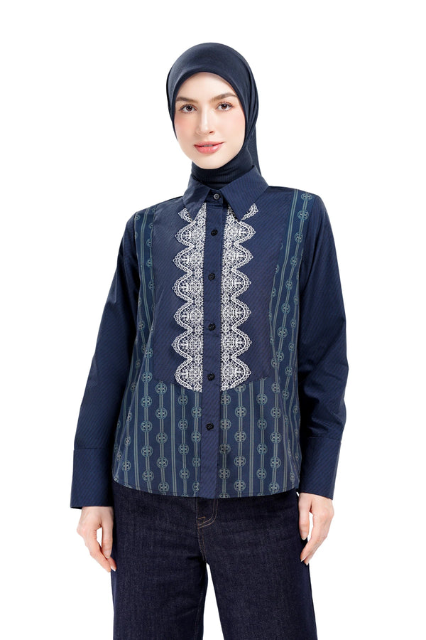 Intertwined Square Shirt - Navy