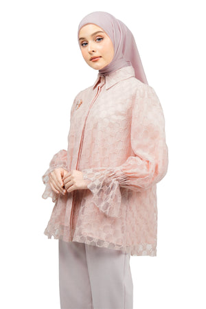 Ikat Harmony Monogram Lace Shirt - Pink