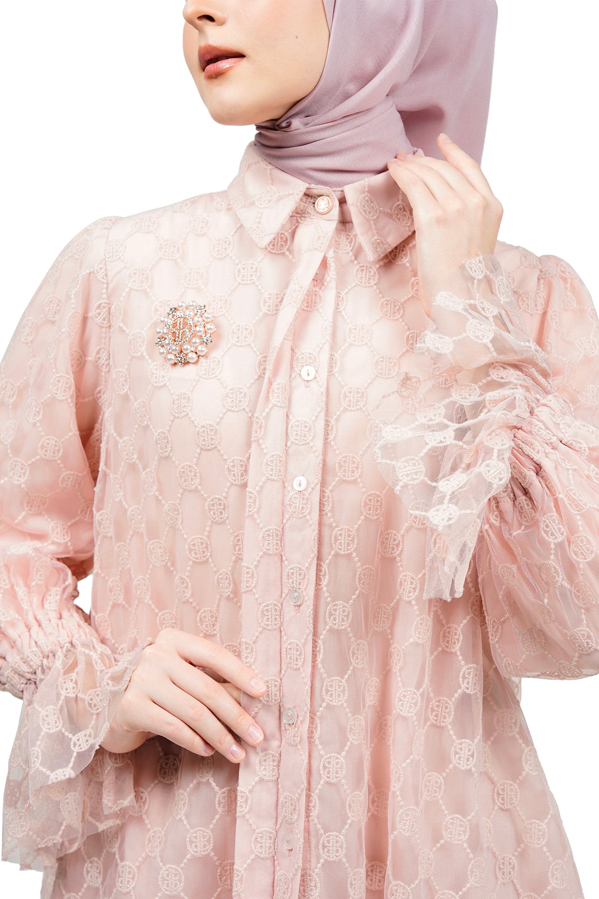 neith.Lace Tied Shirts(Pink)
