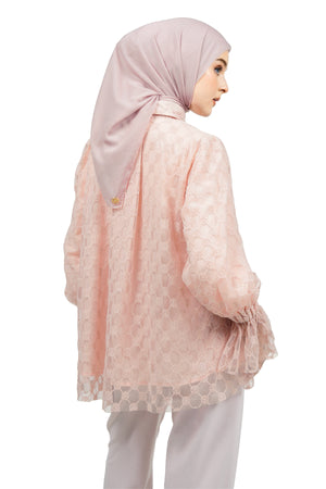 Ikat Harmony Monogram Lace Shirt - Pink