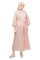 Ikat Harmony Monogram Lace Long Dress - Pink