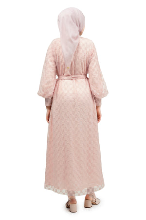 Ikat Harmony Monogram Lace Long Dress - Pink