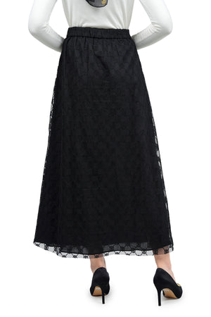 Ikat Harmony Monogram Skirt - Black