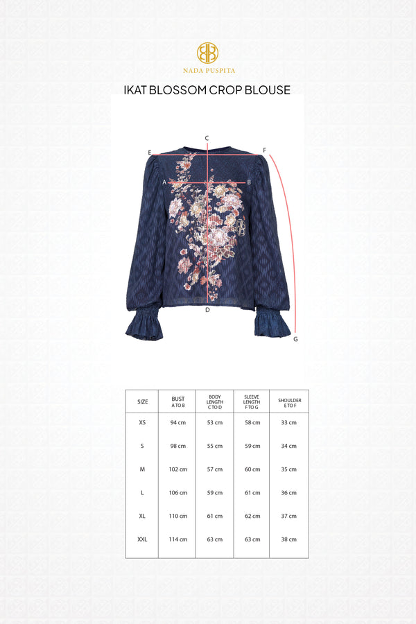 Ikat Blossom Crop Blouse - Midnight