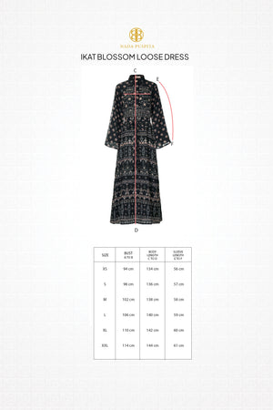 Ikat Blossom Loose Dress - Black