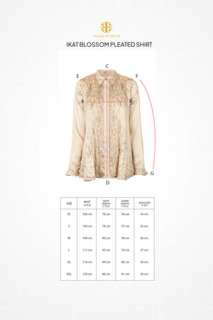 Ikat Blossom Pleated Shirt - Beige