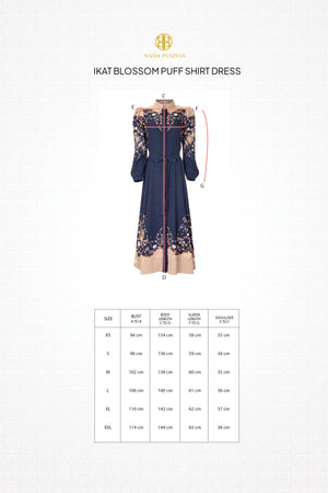 Ikat Blossom Puff Shirt Dress - Midnight