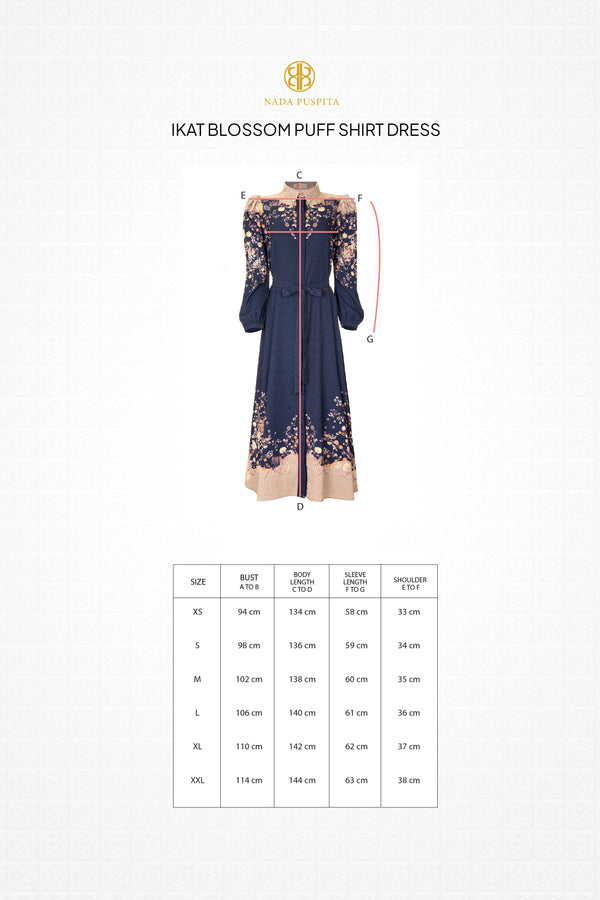 Ikat Blossom Puff Shirt Dress - Midnight