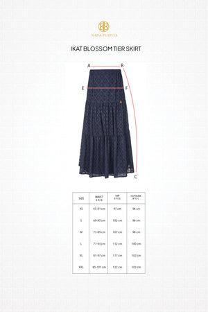 Ikat Blossom Tier Skirt - Navy
