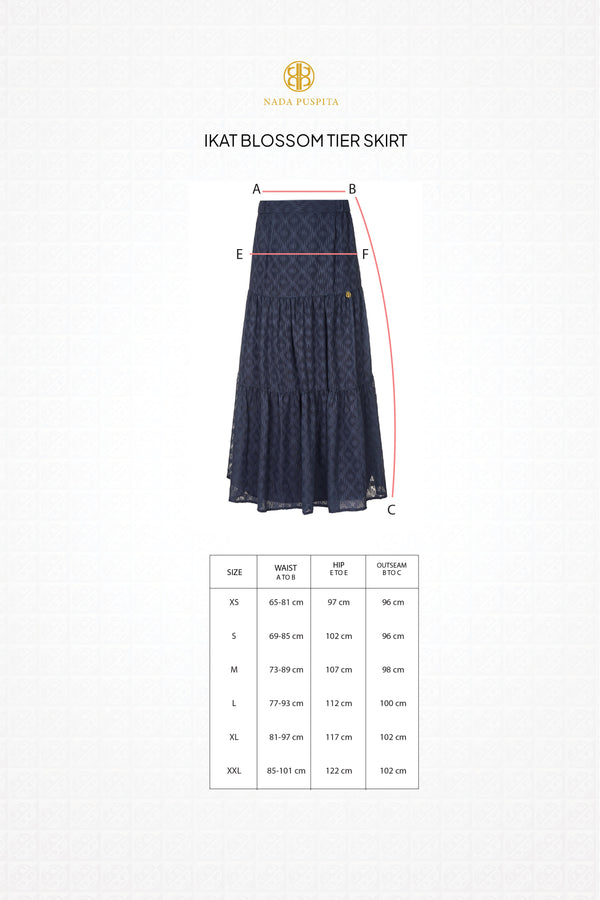 Ikat Blossom Tier Skirt - Navy