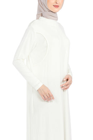 Inner Dress Long Sleeve - Nursing - White