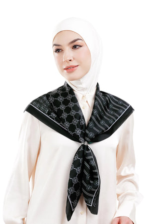 Intertwined Multiway Satin Scarf - Black