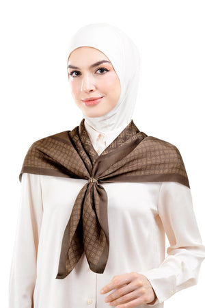Intertwined Multiway Satin Scarf - Brown