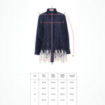 Intertwined Lace Beaded Shirt - Navy