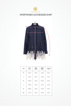 Intertwined Lace Beaded Shirt - Navy