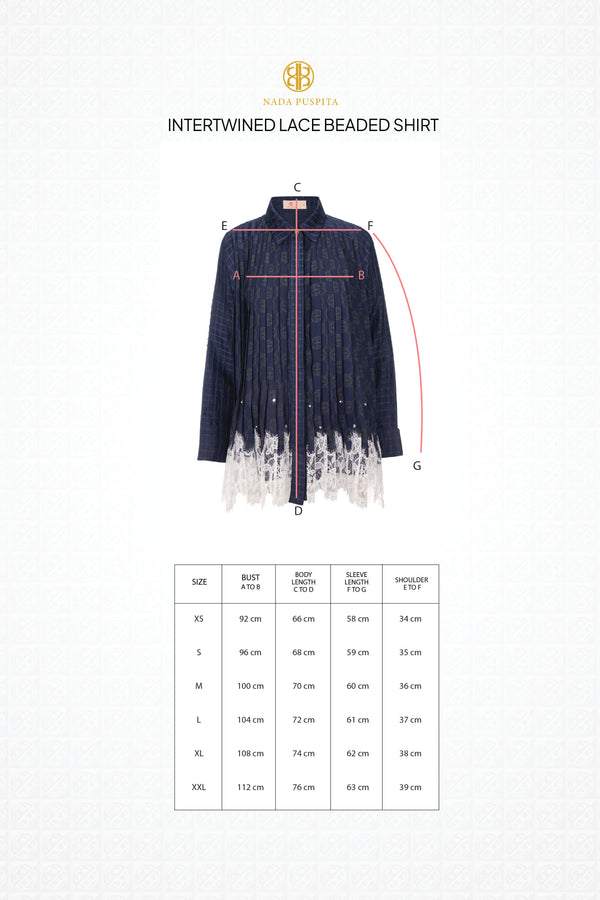 Intertwined Lace Beaded Shirt - Navy