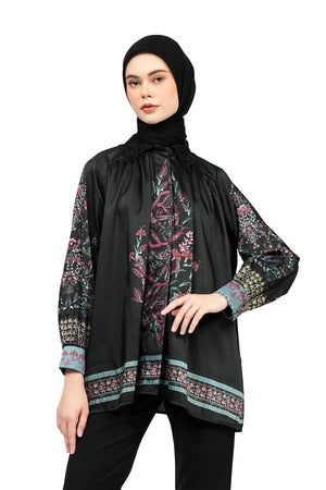 Iznik Collar Lace Shirt - Black