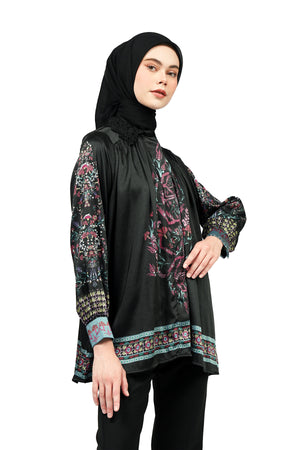 Iznik Collar Lace Shirt - Black