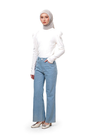 Joy Denim Pants - Light Silver