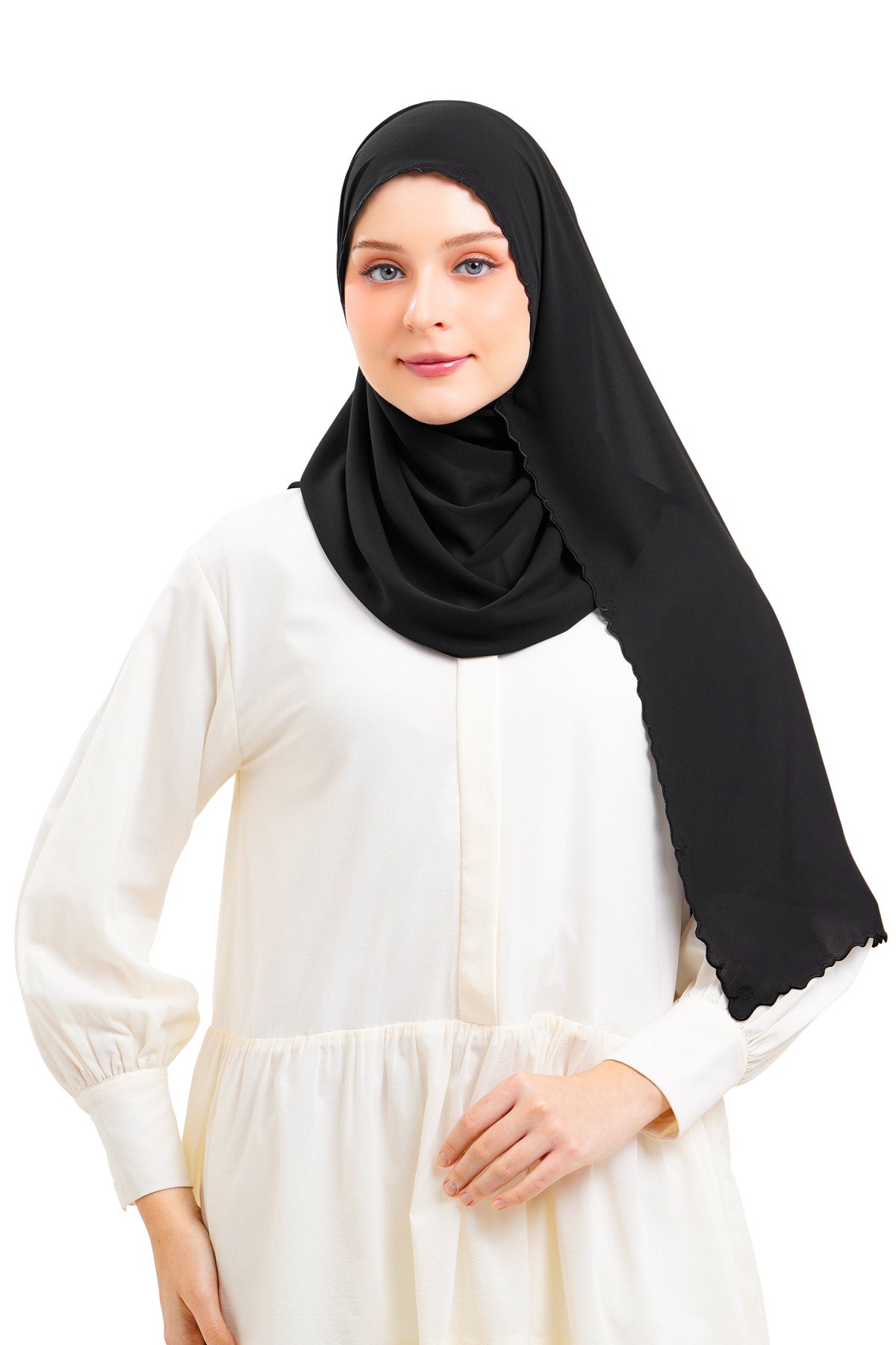 Jannah Embroidery Shawl - Black