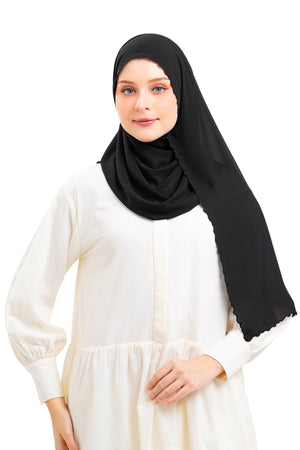 Jannah Embroidery Shawl - Black