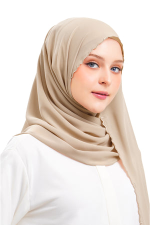 Jannah Embroidery Shawl - Brown