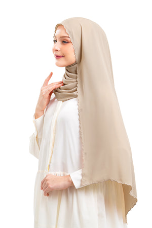 Jannah Embroidery Shawl - Brown