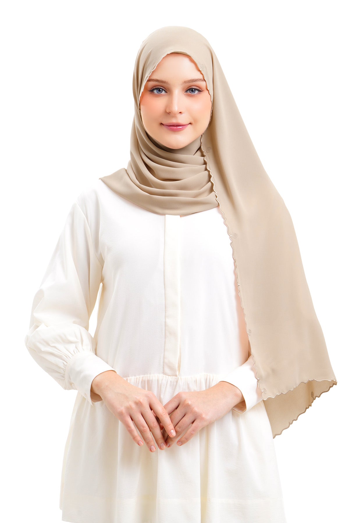 Jannah Embroidery Shawl - Brown