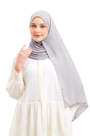 Jannah Embroidery Shawl - Grey