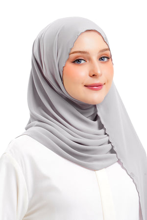 Jannah Embroidery Shawl - Grey