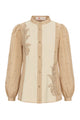 Jasmine Monogram Peplum Shirt - Brown