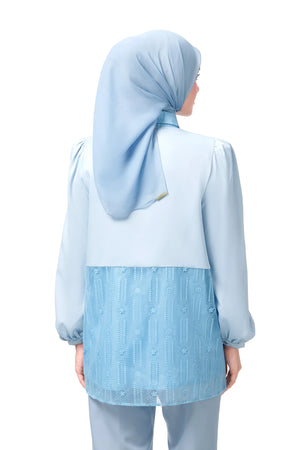 Jasmine Monogram Puff Shirt - Blue