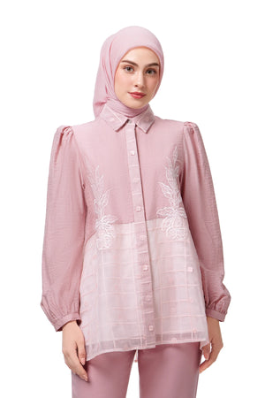 Jasmine Monogram Puff Shirt - Pink