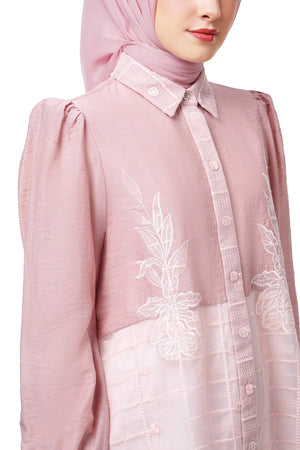 Jasmine Monogram Puff Shirt - Pink