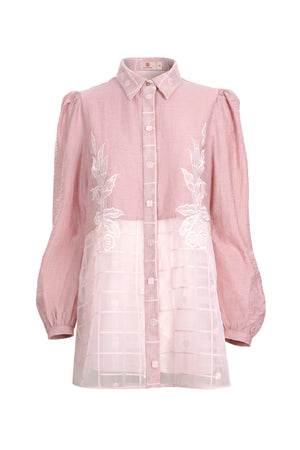 Jasmine Monogram Puff Shirt - Pink