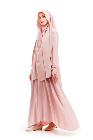Khadijah Khimar Set - Dusty Pink