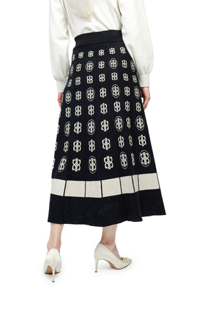 Valerie Knit Maxi Skirt - Black Beige