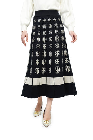 Valerie Knit Maxi Skirt - Black Beige