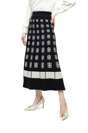 Valerie Knit Maxi Skirt - Black Beige