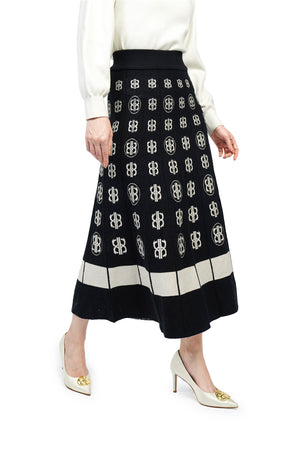 Valerie Knit Maxi Skirt - Black Beige