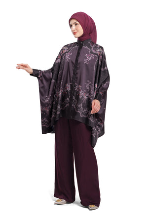 Lace Poem Batwing Top - Maroon