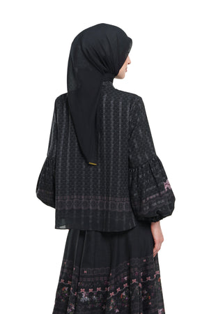 Lace Poem Crop Blouse - Black