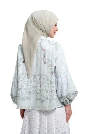 Lace Poem Crop Blouse - Grey