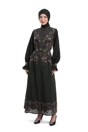 Lace Poem Pleated Dress - Black